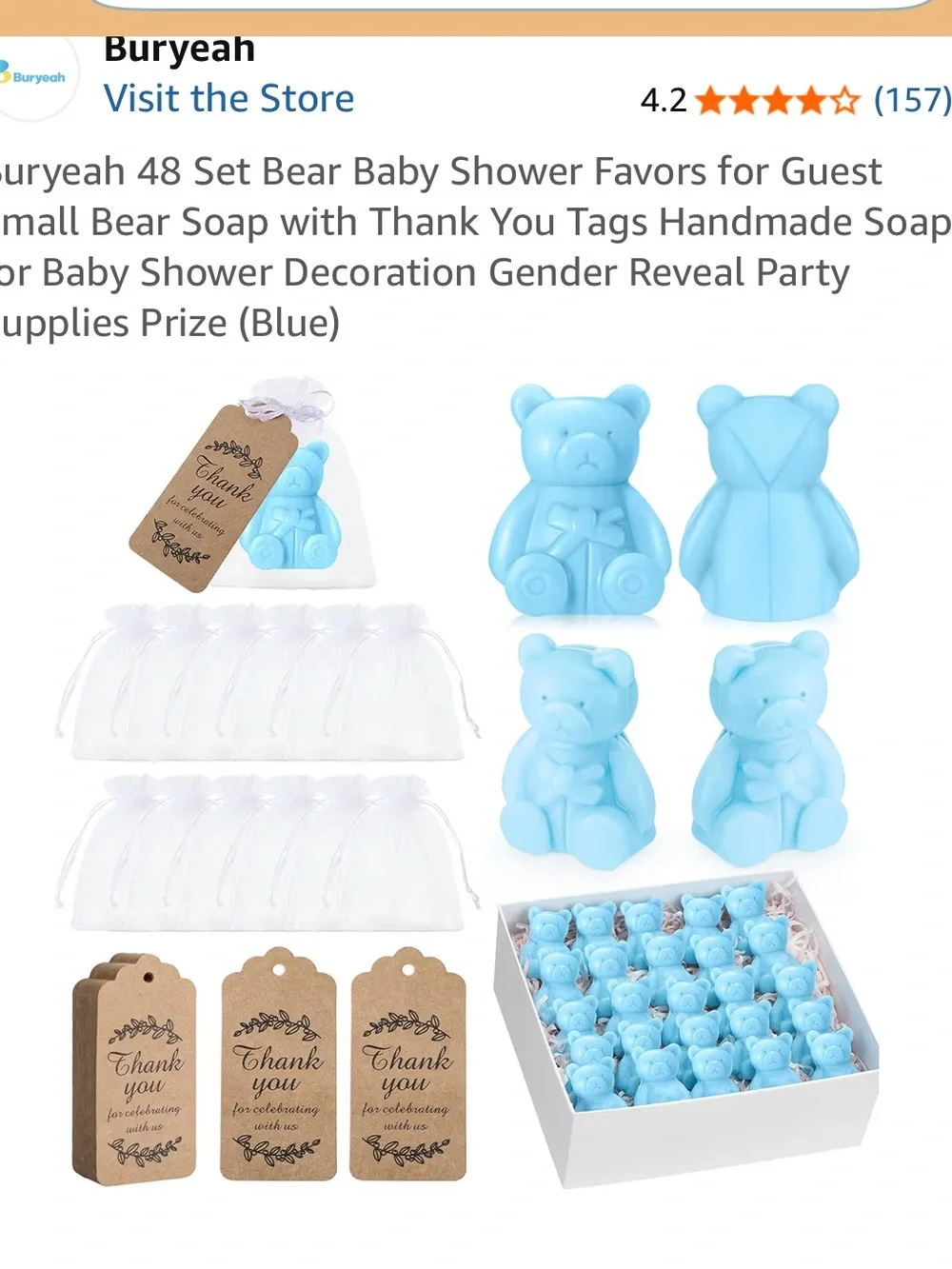 Baby Shower gender reveal Soap Favors 48 Teddy Bear Guest Gifts NWT